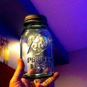 EARLY  Blue Ball Perfect Mason Jar One Quart with Zinc Lid #6